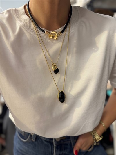 Asansörlü Kolye Kombini Siyah