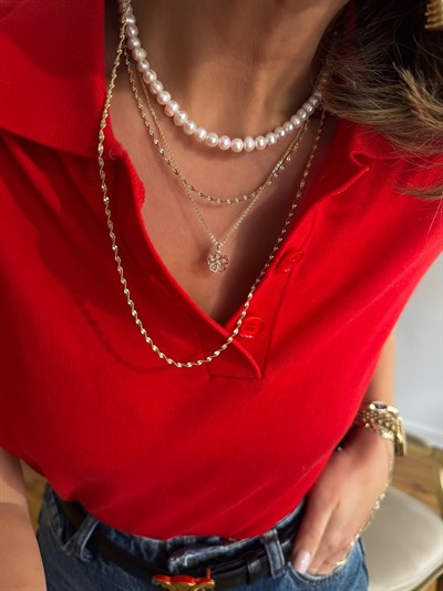 Barok İnci Choker Kolye Kombini