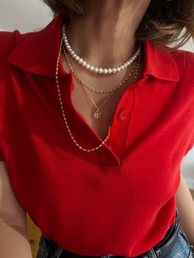 Barok İnci Choker Kolye Kombini
