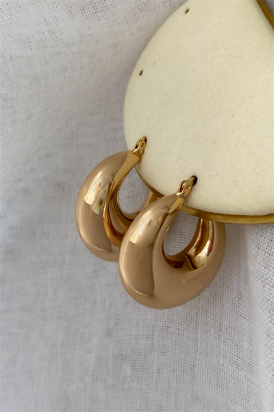 Bombeli Oval Plaka Halka Küpe