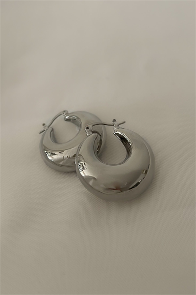 Bombeli Oval Plaka Halka Küpe