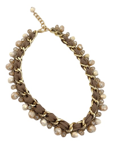 Boncuk Sallantılı İç Geçmeli Tasarım Zincir Kolye ( 51 Cm )