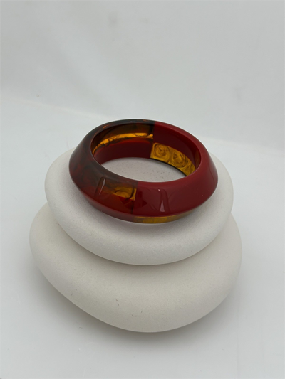 Bordo Kahve Renkli Kemik Model İki Renk Kelepçe Bileklik (6.5 Cm)