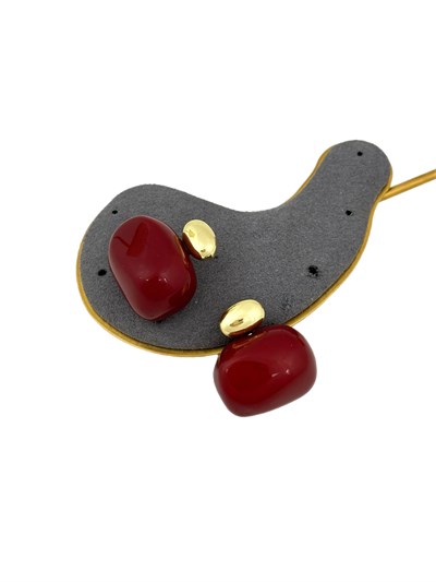 Bordo Renk Oval Taş Detay Plaka Küpe