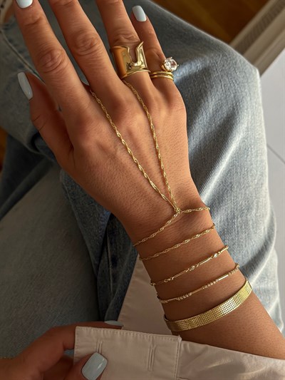 Boru Çubuk Plaka Zirkon Taş Detay Bileklik Kombini