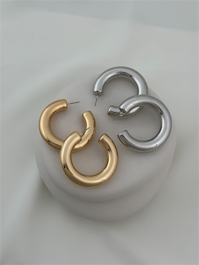 Boru Plaka C Model Halka Küpe (Dış Çapı 4 Cm)