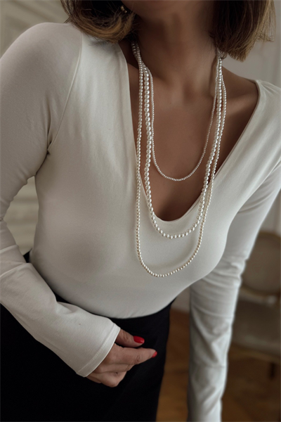 Büyüklü Küçüklü Çoklu Görünüm İnci Model Kolye