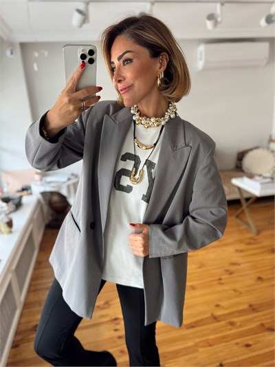 Büyüklü Küçüklü İnci ve Topçuk Model Tasarım Kolye Gold Kombini