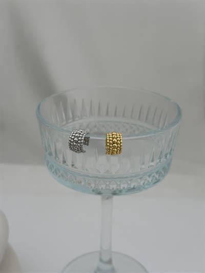 Büyüklü Küçüklü Top Plaka Sıralı Kıkırdak Küpe