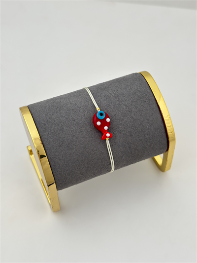 Cam Murano Balık Figür Beyaz İp Asansörlü Halhal