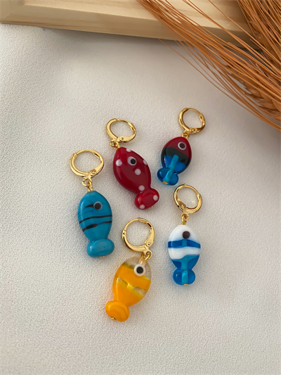 Cam Murano Balık Küpe