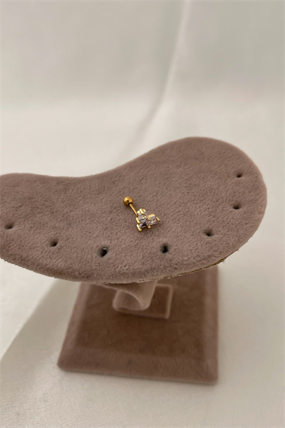 Çelik Baget Taşlı Kalp Figür Piercing