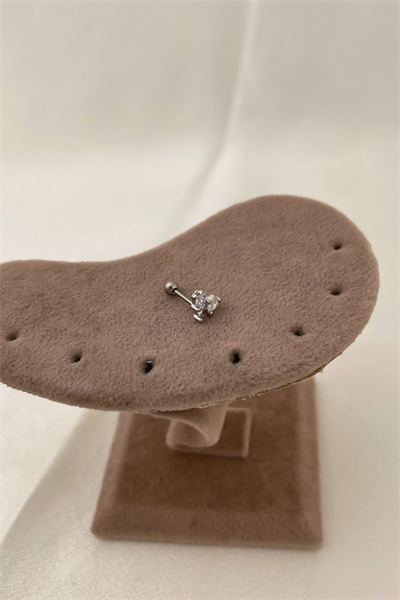 Çelik Baget Taşlı Kalp Figür Piercing