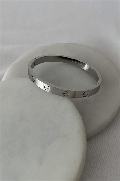 Çelik Bebe Boy Kalın Taşsız Marka Bileklik