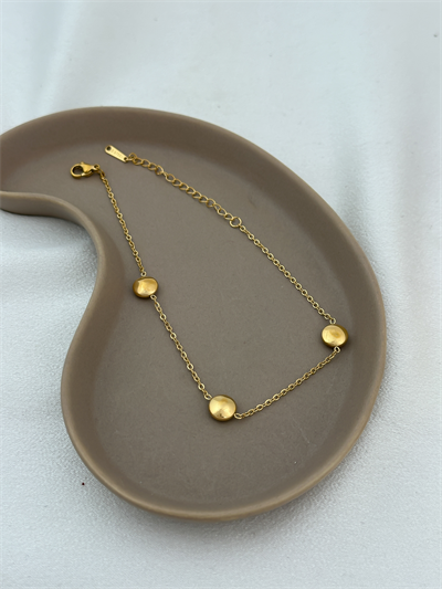 Çelik Bombeli Daire Plaka Zincir Halhal (28cm)