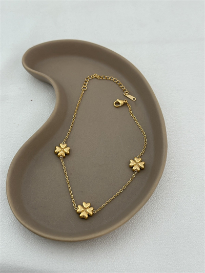 Çelik Bombeli Yonca Figür Zincir Halhal (29cm)