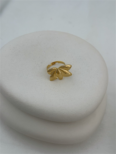 Çelik Desenli Plaka Çiçek Figür Ayarlanabilir Yüzük