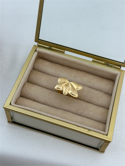 Çelik Desenli Plaka Çiçek Figür Ayarlanabilir Yüzük