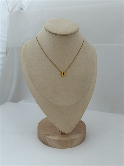 Çelik Gold Minimal 3 Boyutlu Harf Kolye (44 cm)