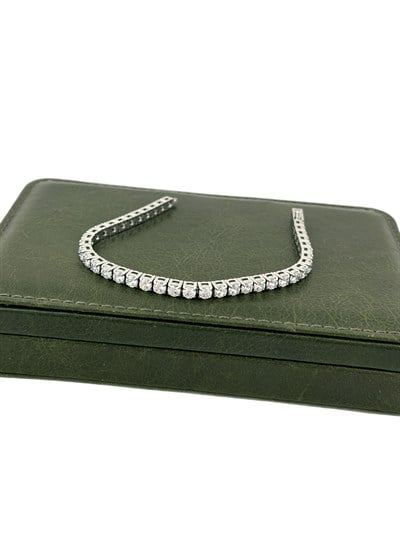 Çelik Gümüş Renk 3 MM Zirkon Taşlı Su Yolu Bileklik ( 19 Cm )