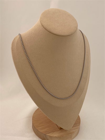 Çelik Gümüş Renk İç İçe Geçmeli Zincir Kolye (61 Cm)