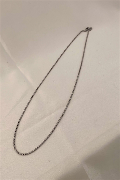 Çelik Gümüş Renk İç İçe Geçmeli Zincir Kolye (61 Cm)