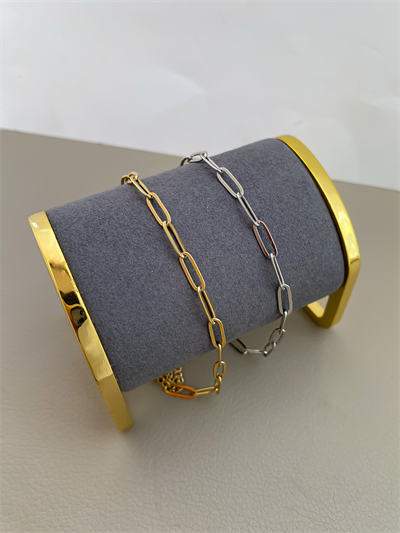 Çelik İç İçe Geçmeli Oval Halka Plaka Halhal (27 Cm)