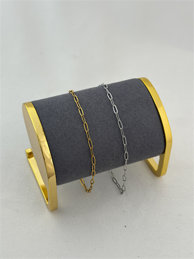 Çelik İç İçe Geçmeli Oval Plaka Zincir Halhal (27cm)