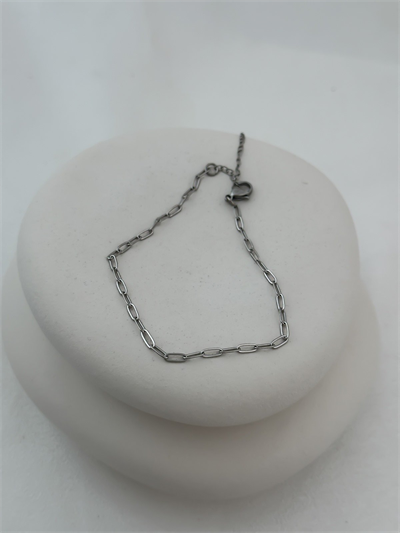 Çelik İç İçe Geçmeli Oval Plaka Zincir Halhal (27cm)