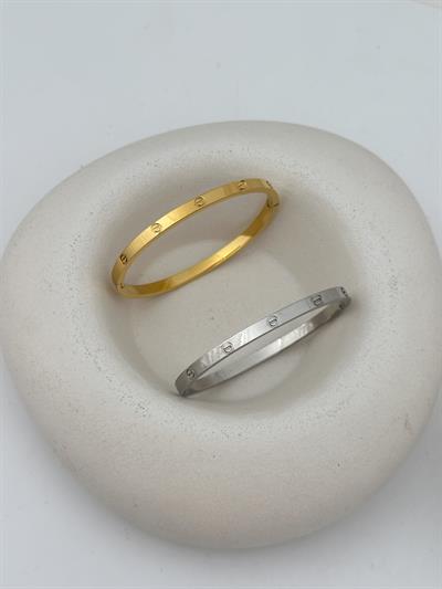 Çelik İnce Model Taşsız Marka Kelepçe Bileklik ( İç Çap : 6 Cm )