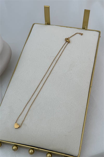 Çelik İnce Zincir Minimal Kalp Figür Kolye (43 Cm)