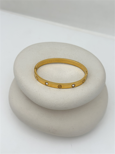 Çelik Kalın Model Taşlı Marka Kelepçe Bileklik ( İç Çap : 6 Cm )