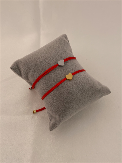 Çelik Kalp Figür Kırmızı İp Asansörlü İp Bileklik