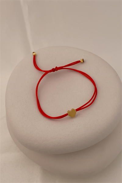Çelik Kalp Figür Kırmızı İp Asansörlü İp Bileklik