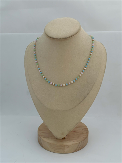 Çelik Kristal Boncuk Detaylı Kolye (44 Cm)