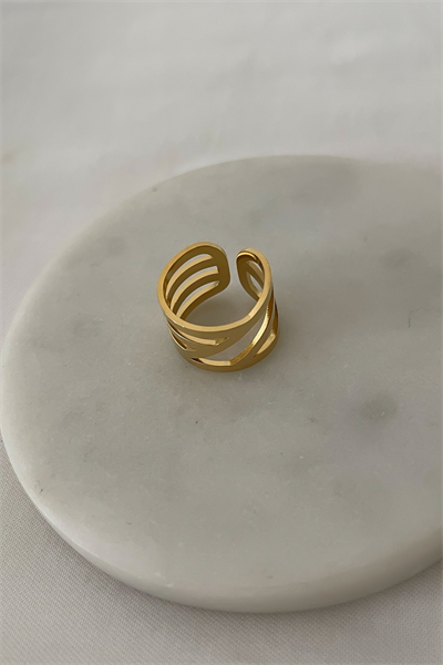 Çelik Nokta Zirkon Taşlı Izgara Model Ayarlanabilir Yüzük