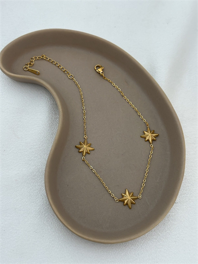 Çelik Plaka Kabartmalı Kuzey Yıldız Detay Halhal (30cm)