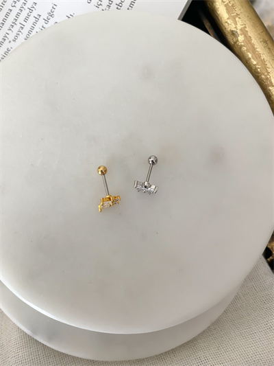 Çelik Taşlı Kelebek Piercing