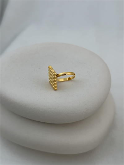 Çelik Topçuk Sıralı Baklava Desen Ayarlanabilir Yüzük