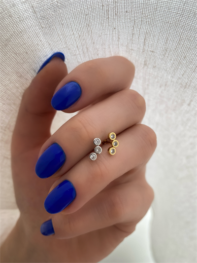 Çelik Üç Taş Daire Piercing