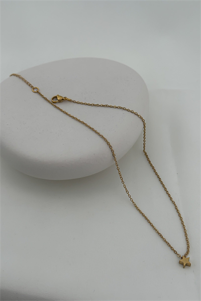 Çelik Zincirde Yıldız Figür Kolye (48 Cm)