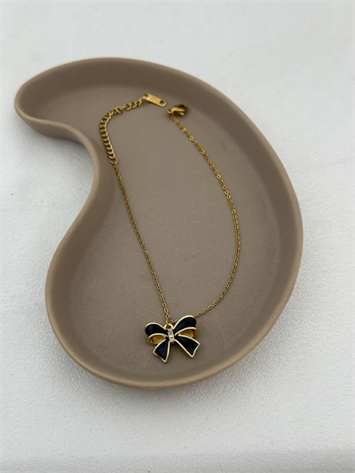 Çelik Zirkon Taş Detay Siyah Mineli Fiyonk Halhal (27cm)