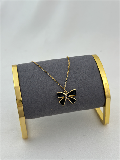 Çelik Zirkon Taş Detay Siyah Mineli Fiyonk Halhal (27cm)