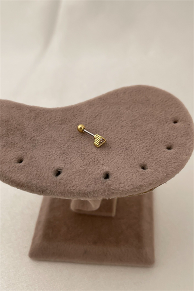 Çelik Zirkon Taşlı Minimal Üçgen Figür Piercing