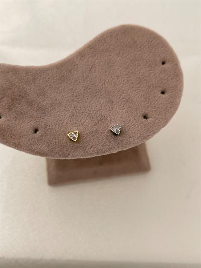 Çelik Zirkon Taşlı Minimal Üçgen Figür Piercing