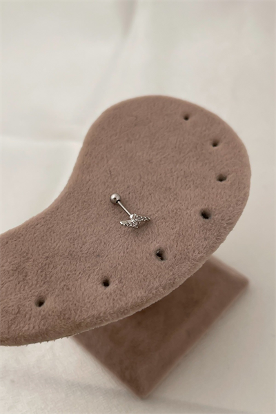 Çelik Zirkon Taşlı Şimşek Model Piercing
