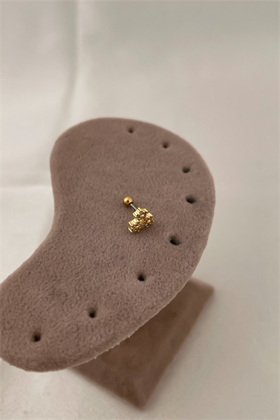 Çelik Zirkon Taşlı Üçlü Çiçek Figür Piercing