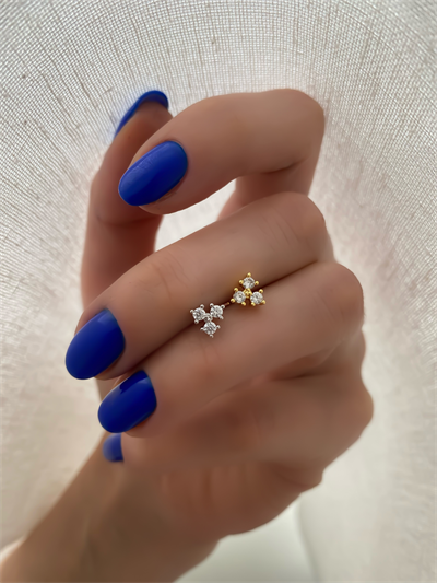 Çelik Zirkon Üç Taş Piercing.