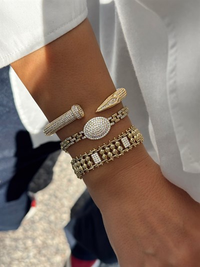 Çivi Bileklik Kombini Gold