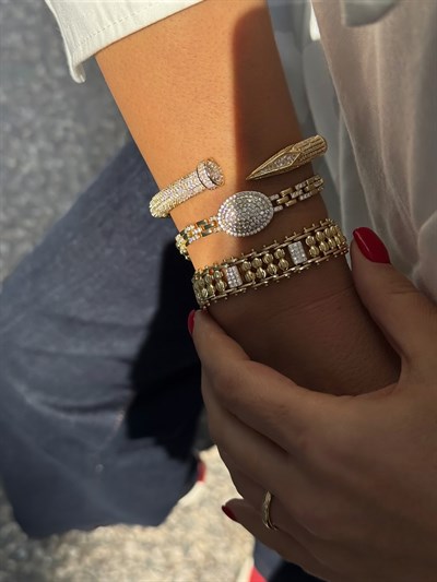 Çivi Bileklik Kombini Gold